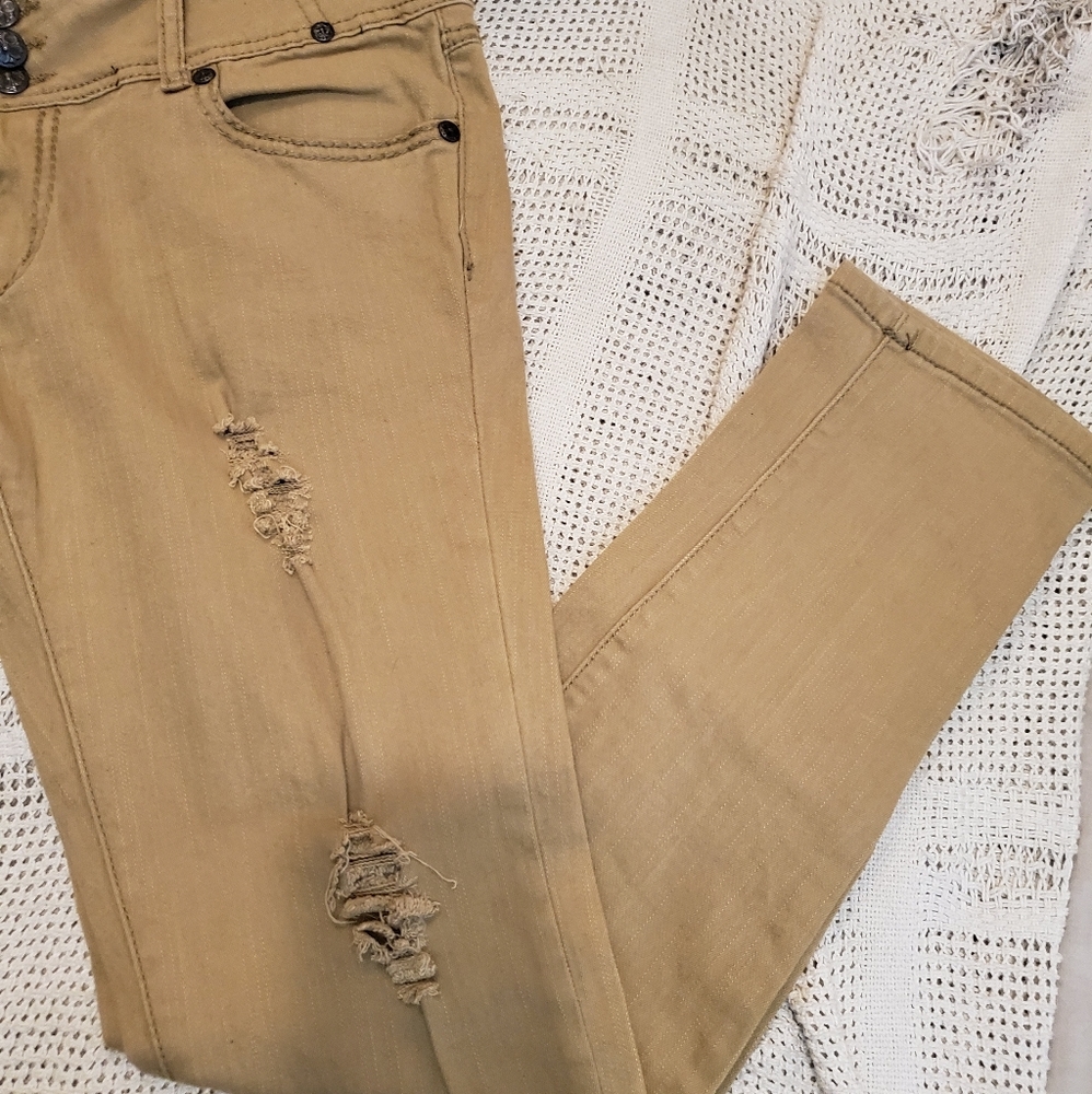 Tan high waste skinny jean